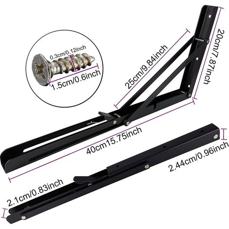 Support d'étagère pliable robuste de 40 cm (16 pouces), support triangulaire pliable mural à monter soi-même, gain de place