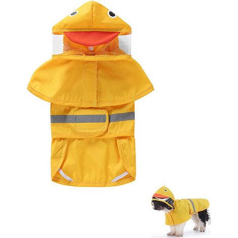 Impermeable capucha Impermeable reflectante Impermeable estilo pato franjas reflectantes Impermeable gatos pequeños medianos, Amarillo, Talla XL (1/5)