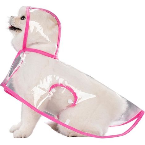 Imperméable transparent pour chiens - Convient aux chiens de toutes tailles - Imperméable et coupe-vent - Chien jusqu'à 10 kg - 1 pièce (rose XL) (1/5)