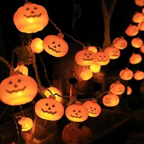 Halloween String Lights 3m with 20 LED Pumpkin Lights, Battery Powered Halloween Decorations for Home, Window, Party and Spooky Events (1/5)