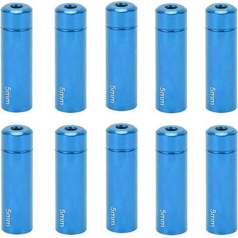 10 Aluminium-Kabelkappen (5 mm) für Bremszüge von Mountainbikes und Rennrädern – Blau (1/5)