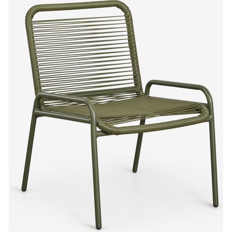 SKLUM Gartenstuhl aus Stahl und synthetischem Rattan Kuorin Tiefes Grün Olive