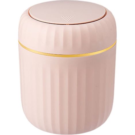 Mini papelera de escritorio con tapa, contenedor de residuos compacto para encimera, ideal para baño y cocina (rosa). (1/5)
