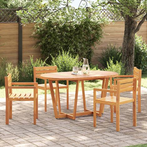 5-teiliges Garten-Ess-Set aus Massivholz Akazie