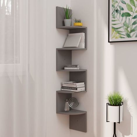 Estante de esquina de pared madera ingeniería gris 19x19x123 cm vidaXL (1/5)