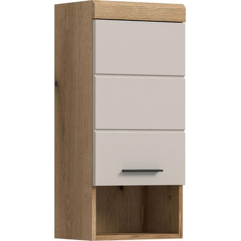Scout Badschrank Wandhängend 1 Tür, 1 Regal Kaschmir Dekor matt, Eiche Dekor.