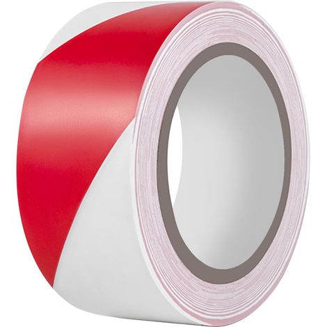 Lot de 4 rubans de signalisation PVC rayés rouge et blanc 5 cm × 33 m, ruban adhésif marquage au sol résistant pour entrepôt, atelier et chantier (1/5)