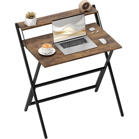 HOMCOM 81.5 cm Folding Computer Desk for Small Spaces Bedroom Rustic Brown