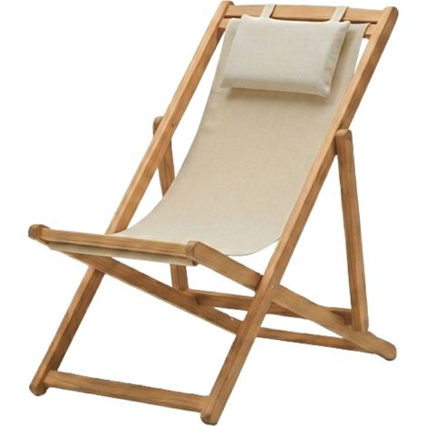 Chaise longue pliante en bois, transat de jardin, de plage, chilienne inclinable 4 positions - Toile coton 380 gsm - Beige - Linxor