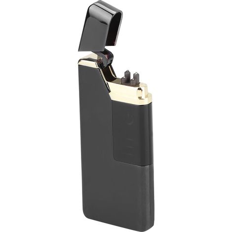 Briquet à double arc électrique ultra-fin et rechargeable par impulsion, idéal comme cadeau pour homme (noir) (1/5)