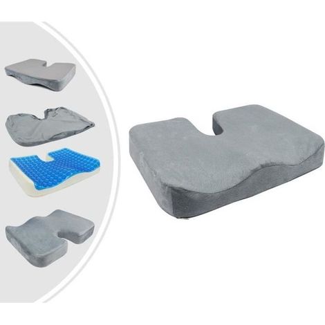 Coussin de Siège Orthopédique avec Gel, Coussin Coccyx avec une Épaisseur en Gel, Gris, Dimensions: 45 x 35 x 7 cm (1/4)