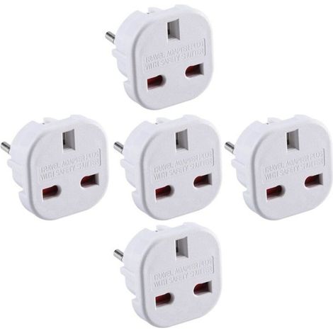 Pack of 5 travel adapters, UK to European plug converter (Euro Type C, E, F) (1/5)