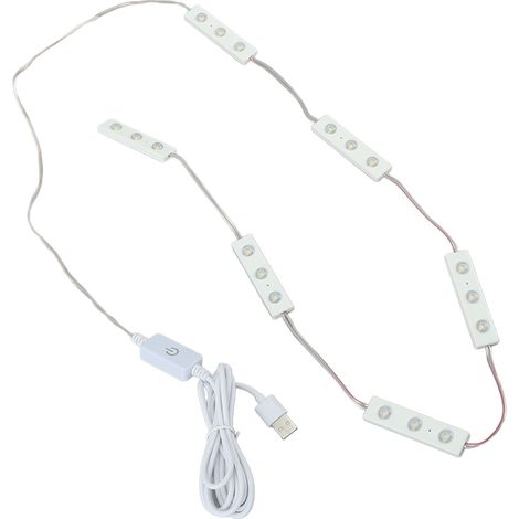 Bande lumineuse LED pour miroir de maquillage, tactile et douce pour les yeux, 6 rangées, 18 LED, lumière LED réglable, blanc chaud (1/5)