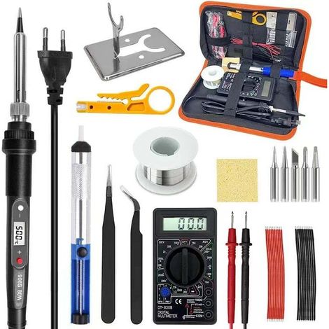 17Pcs Soldering Iron Kit - 80W Fast Ceramic Heating Soldering Gun Premium LED Digital Soldering Iron Adjustable Temperature Soldering Gun Kit (1/5)