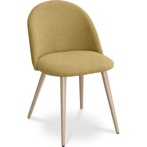 Chaise de salle à manger - Tapissée en tissu - Style scandinave - Evelyne Jaune Clair