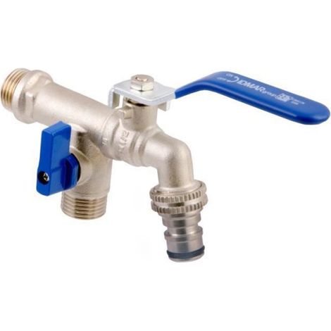 Robinet Jardin - Laiton BSP 1/2" x 3/4" - Pour Irrigation Extérieure Patio - Pression Max 10 Bar - Température 0-100 °C - 1 Pièce (1/2)