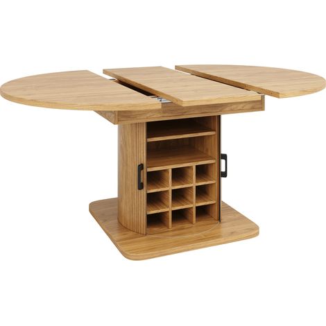 Table à manger extensible avec rangement, plateau MDF naturel, multifonction pour petits espaces (1/5)