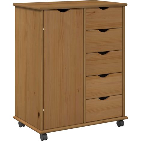 Gabinete rodante con rueda Marrón miel 63,5 x 39 x 79 cm vidaXL