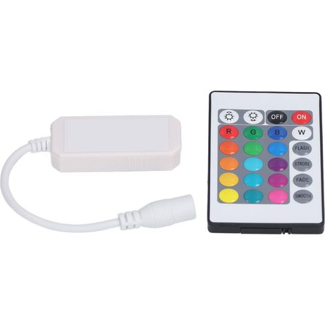 Télécommande LED 24 touches intelligente 4 broches 2,4 GHz RGB IR sans fil avec autocollant de connexion pour Android et OS X