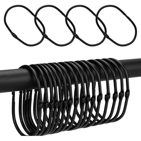 20 Anneaux Rideaux, Forme Ovale 44,1x67,6mm, Fer Noir, Pour Salle De Bain, Cuisine