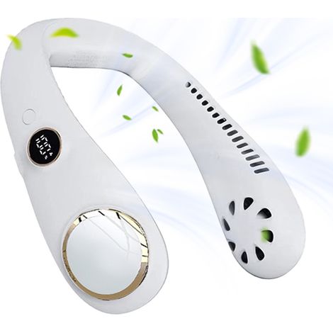 1 Ventilateur de cou, Affichage LED, Turbine double cœur, 3 vitesses, Design sans pales, Extérieur (1/5)