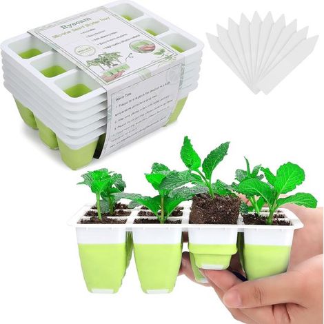 Kit riutilizzabile per la semina, vassoio in silicone per la coltivazione di semi, con griglia flessibile a scomparsa. (1/5)