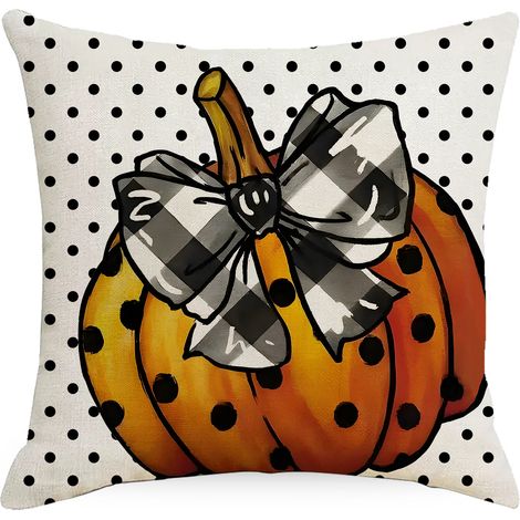 Filiyano – oreiller fantômes mignonnes pour – Taies d'oreiller fantômes mignonnes pour Halloween, 45 x 45 cm, motif citrouille et chauve-souris à pois (1/5)
