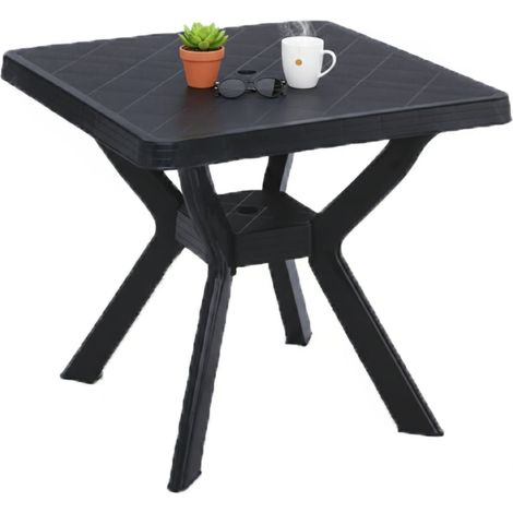 Tavolo da Esterno Normandy, 4 Posti, Lunghezza Massima 79 cm Made in Italy, Finitura Effetto Liscio, 79x79x72h cm Nero Antracite