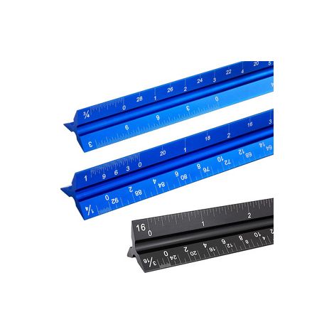 Lot de 3 règles triangulaires en aluminium 12 pouces – Échelle métrique et impériale – Pour architecte, dessinateur et bricoleur exigeant