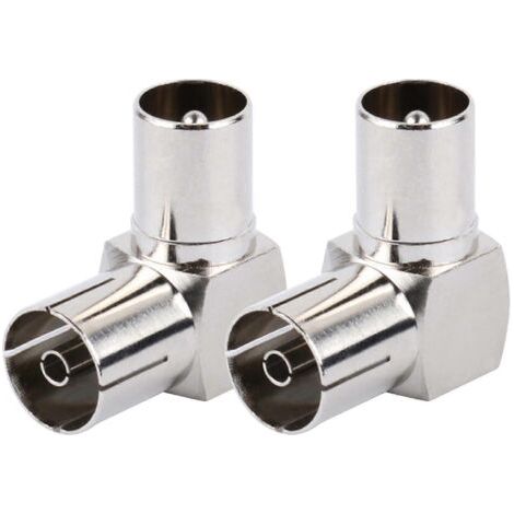 Connecteur coaxial RF femelle coudé vers fiche mâle TV-Lot de 2 (1/5)