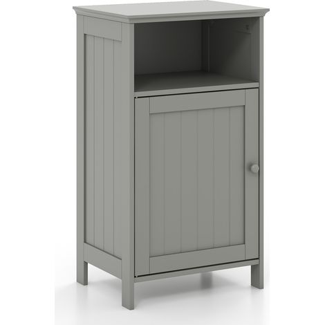 Bathroom Freestanding Adjustable Shelf Floor Storage Cabinet-Gray (1/5)