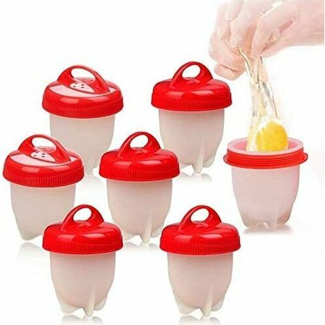Cuit Oeufs, 7 Cuit Pocheuse Silicone Oeuf, Easy Eggs Cooker Coquetier Gel de Silice de Qualité Alimentaire sans BPA, Faire Bouillir des Oeufs sans Le Coque