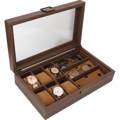 Boîte à montres en bois, étanche à la poussière et à l'eau, style rétro, pour ranger plusieurs montres et présenter plusieurs verres. (1/5)