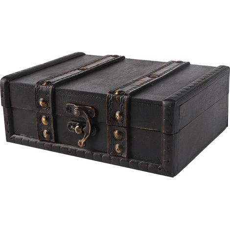 Boîte de rangement vintage en bois pour bijoux, présentoir, objets de décoration de bureau avec serrure 6273-01-Gris (1/5)