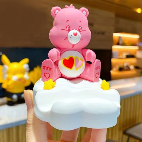 Support de téléphone authentique en forme d'ours en forme de cœur, support de bureau portable et facile à poser, figurine décorative de bureau pour fille, rose (1/5)