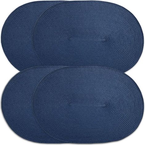 Lot de 4 Sets de Table ovales tressés en polypropylène Bleu Marine'Parent'Bleu Marine'- (1/4)