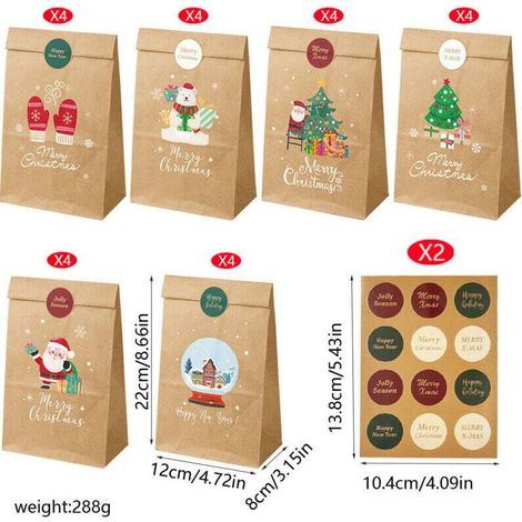 Calendario dell'Avvento fai da te 2025, 24 sacchetti per il calendario dell'Avvento, bustine per Natale, crea il tuo calendario di Natale con adesivi e clip di legno
