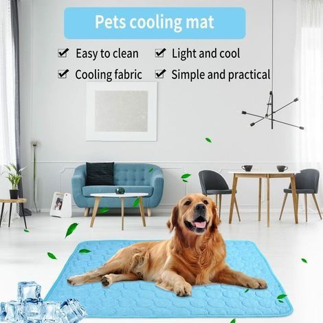 Kühlmatte für Hunde 55x70cm, Kühlmatte für Hunde, Kühlmatte für Hunde und Katzen, Atmungsaktive Kühlmatte aus Netzgewebe und Eisseide für kleine und mittelgroße Hunde oder Katzen (1/4)