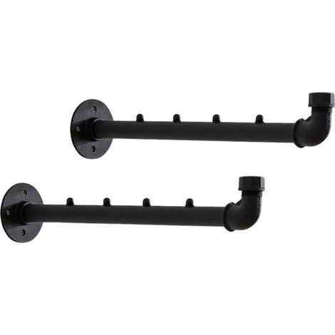 Tringle murale en métal, porte-manteau de style industriel, polyvalent pour chambre, salle de bain ou cuisine, lot de deux (40 cm)