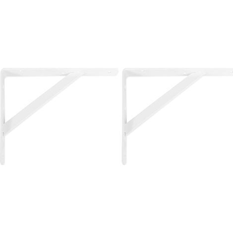 Lot de 2 - Équerre d&39étagère - Console murale - Support en acier blanc pour cuisine salle de bain bureau 25x15cm (1/5)