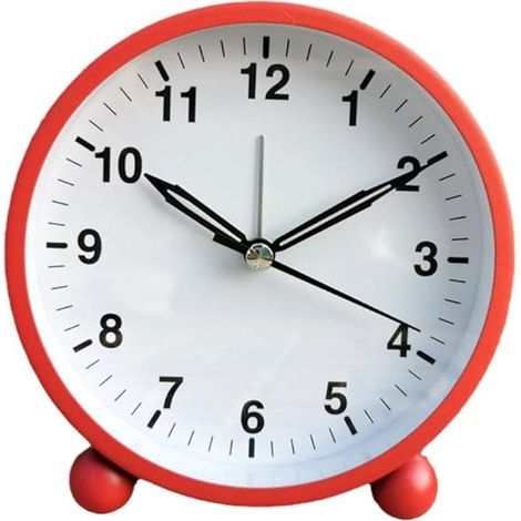 MINKUROW Runde batteriebetriebene Uhr Schlafzimmer laute Uhr Tischdeko rot (1/5)