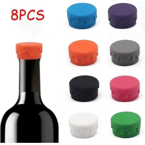 Bouchon Bouteille Vin,Bouchon de bouteille en silicone,Couvercle du Boisson,Bouchon de Champagne Hermetique,Pour Bière,Cava,Whisky (1/4)