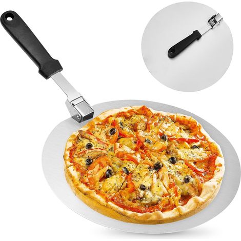 Pelle à Pizza Perforée, Pelle a Pizza Perforée 25 x 25 cm, Support de Grande Surface, avec Poignée Pliable pour Four et Barbecue pour la Cuisson de Pizzas, Pain, plus Stable (1/5)