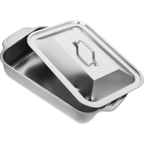 1 Plat à Rôtir, Acier Inoxydable, 41x24x7,5 Cm, Avec Couvercle, Pour Poisson Et Homard, Cuisine Maison Et Restaurant