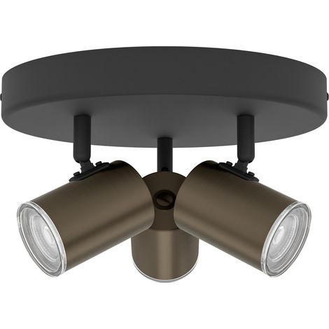 Spot Moderno Consuma 1 Acciaio Nero 3 Luci Gu10 Ip44