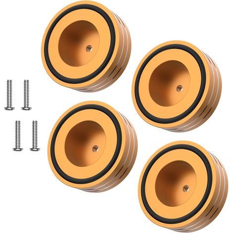 Lot de 4 pieds en aluminium - 58 mm × 22 mm - Dorés - Pour caisson de basses, haut-parleurs, amplificateur et platine vinyle (1/5)