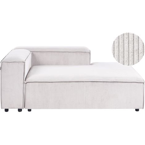 Chaise longue moderna patas negras tapizado pana poliéster blanco crema izquierdo Ardal