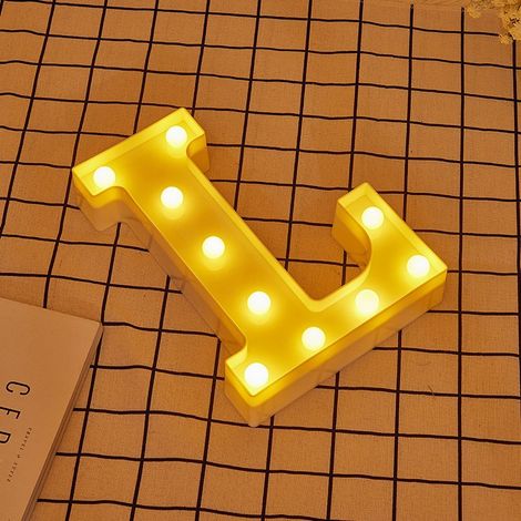 Jandei - Letras LED Letra L iluminadas luz blanca cálida altura 22cm con pilas 2xAA Letras LED