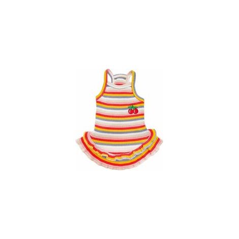 Robe arc-en-ciel à rayures pour chien, motif cerise, pour petits et moyens chiens –
