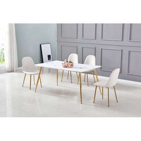 Lot de 6 chaises Scandinave ALVEOLE Gold - Beige (1/4)